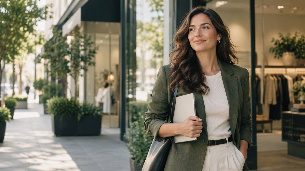 Retail professional in a city setting
